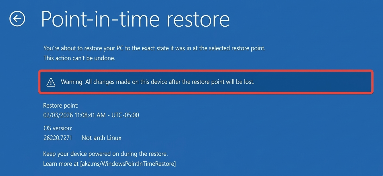 Windows Restore Point